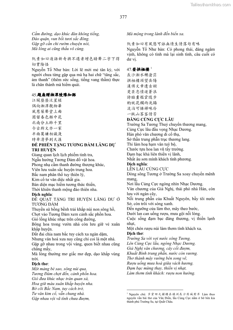 Luận án tiến sĩ ngữ văn Gia Định tam gia thi trong tiến trình văn học Hán Nôm Nam bộ - 32 Trang 377