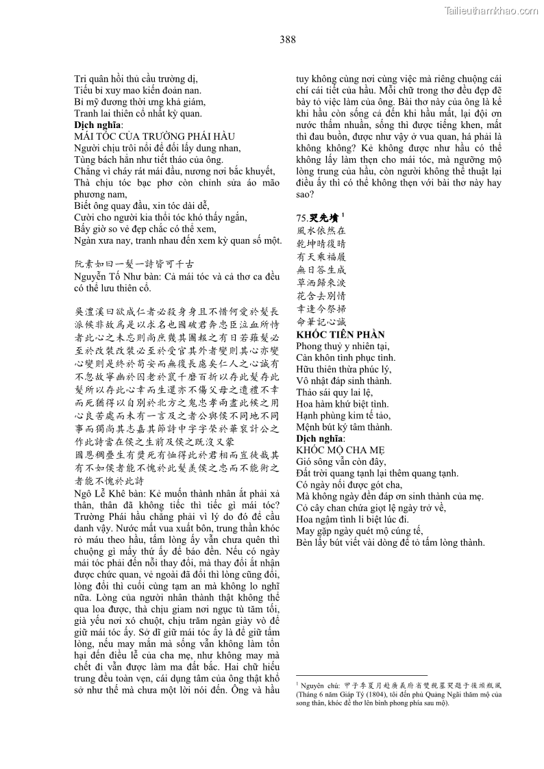 Luận án tiến sĩ ngữ văn Gia Định tam gia thi trong tiến trình văn học Hán Nôm Nam bộ - 33 Trang 388