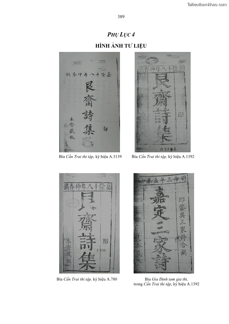 Luận án tiến sĩ ngữ văn Gia Định tam gia thi trong tiến trình văn học Hán Nôm Nam bộ - 33 Trang 389