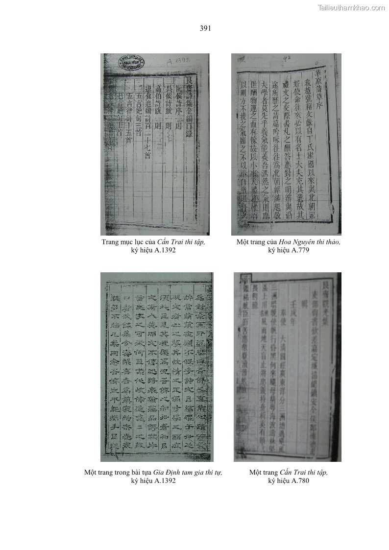 Luận án tiến sĩ ngữ văn Gia Định tam gia thi trong tiến trình văn học Hán Nôm Nam bộ - 33 Trang 391