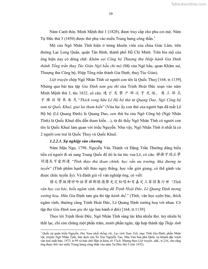 Luận án tiến sĩ ngữ văn Gia Định tam gia thi trong tiến trình văn học Hán Nôm Nam bộ - 4 Trang 41