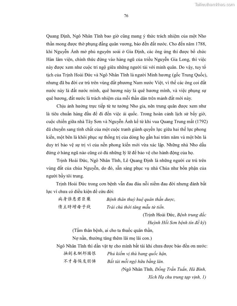Luận án tiến sĩ ngữ văn Gia Định tam gia thi trong tiến trình văn học Hán Nôm Nam bộ - 7 Trang 78