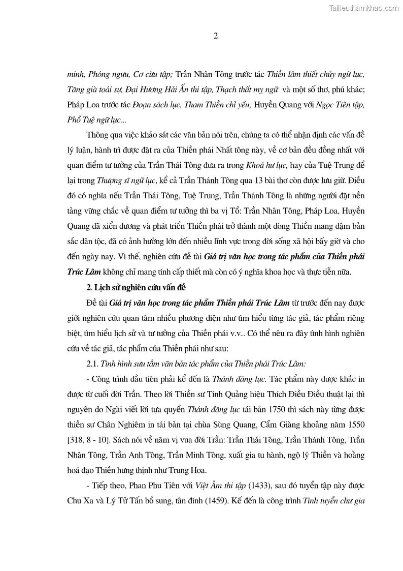 Luận án tiến sĩ ngữ văn Giá trị văn học trong tác phẩm của Thiền phái Trúc Lâm - 1 Trang 11