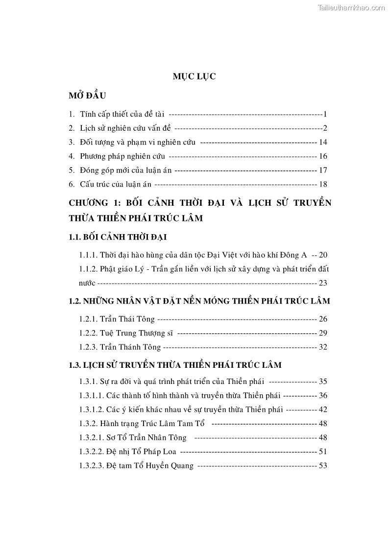 Luận án tiến sĩ ngữ văn Giá trị văn học trong tác phẩm của Thiền phái Trúc Lâm - 1 Trang 6