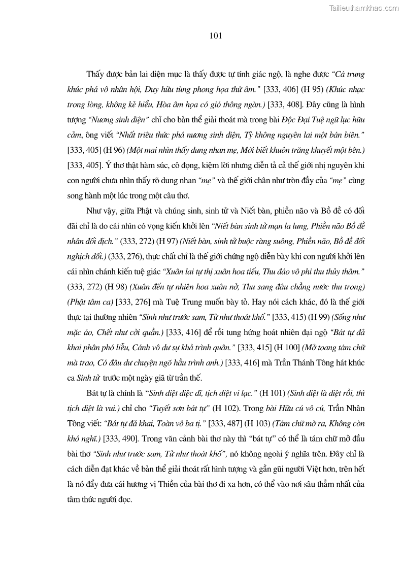 Luận án tiến sĩ ngữ văn Giá trị văn học trong tác phẩm của Thiền phái Trúc Lâm - 10 Trang 110