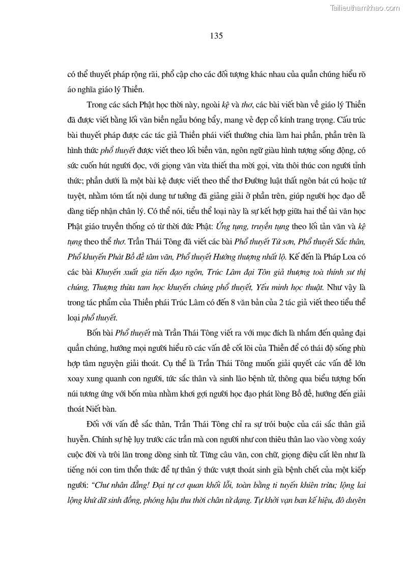 Luận án tiến sĩ ngữ văn Giá trị văn học trong tác phẩm của Thiền phái Trúc Lâm - 12 Trang 144