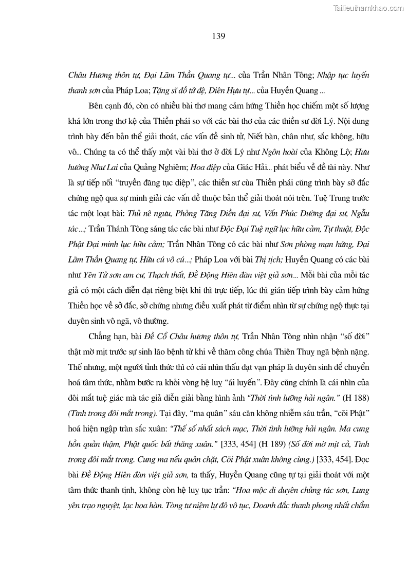 Luận án tiến sĩ ngữ văn Giá trị văn học trong tác phẩm của Thiền phái Trúc Lâm - 13 Trang 148