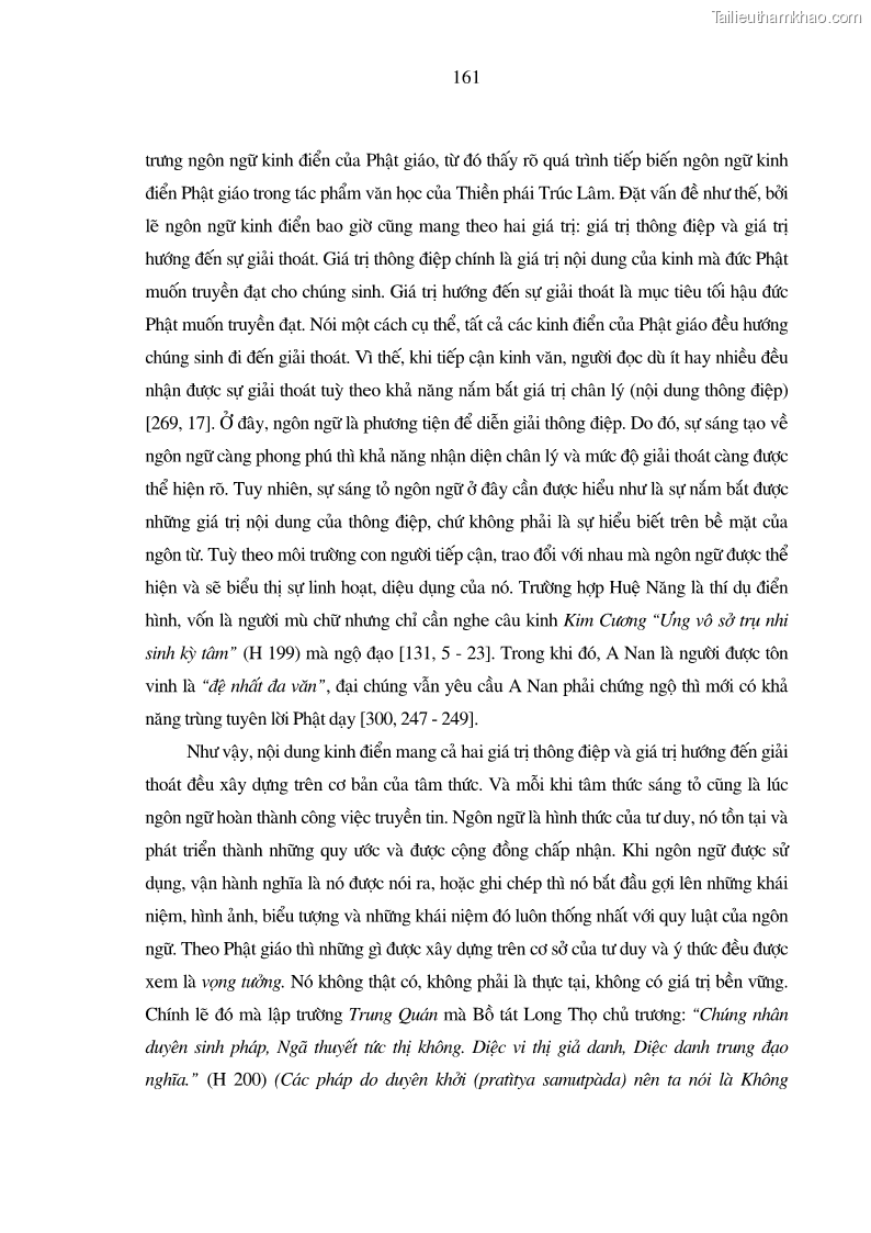 Luận án tiến sĩ ngữ văn Giá trị văn học trong tác phẩm của Thiền phái Trúc Lâm - 15 Trang 170
