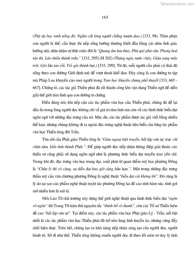 Luận án tiến sĩ ngữ văn Giá trị văn học trong tác phẩm của Thiền phái Trúc Lâm - 15 Trang 174
