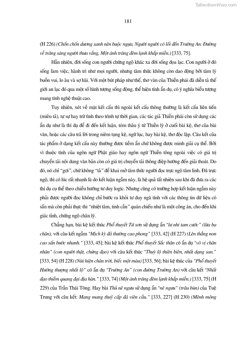 Luận án tiến sĩ ngữ văn Giá trị văn học trong tác phẩm của Thiền phái Trúc Lâm - 16 Trang 190