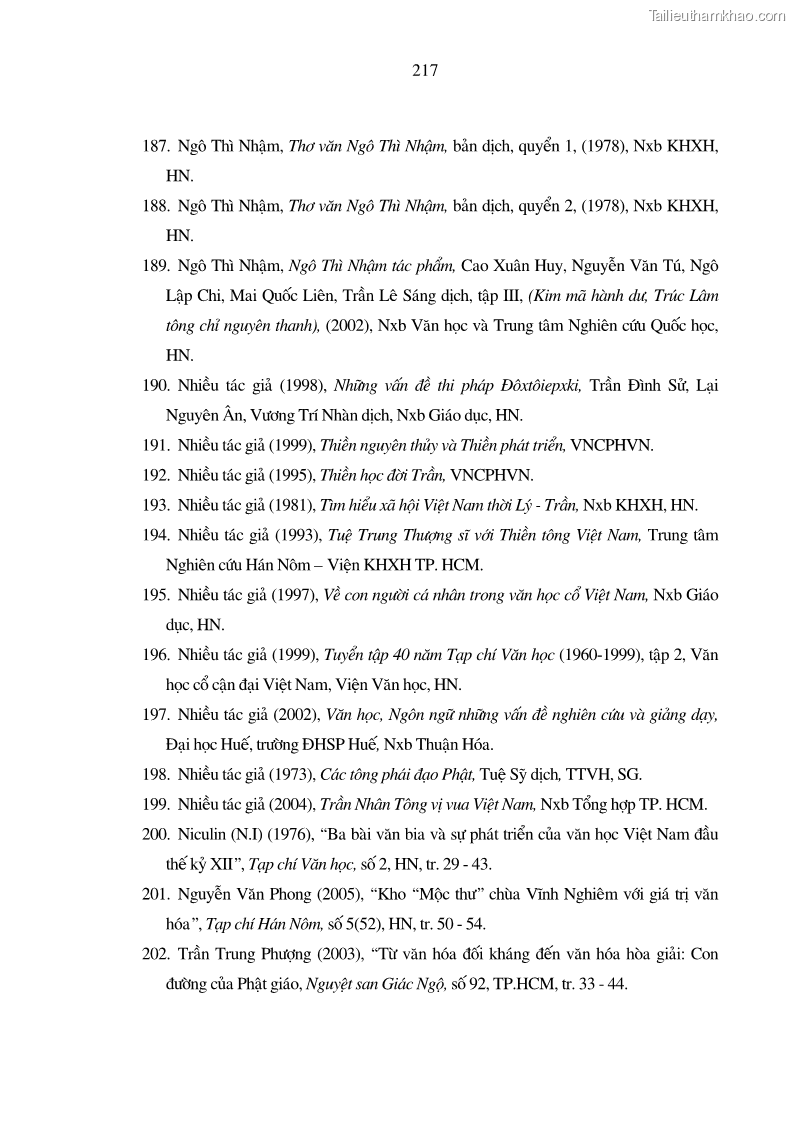Luận án tiến sĩ ngữ văn Giá trị văn học trong tác phẩm của Thiền phái Trúc Lâm - 19 Trang 226