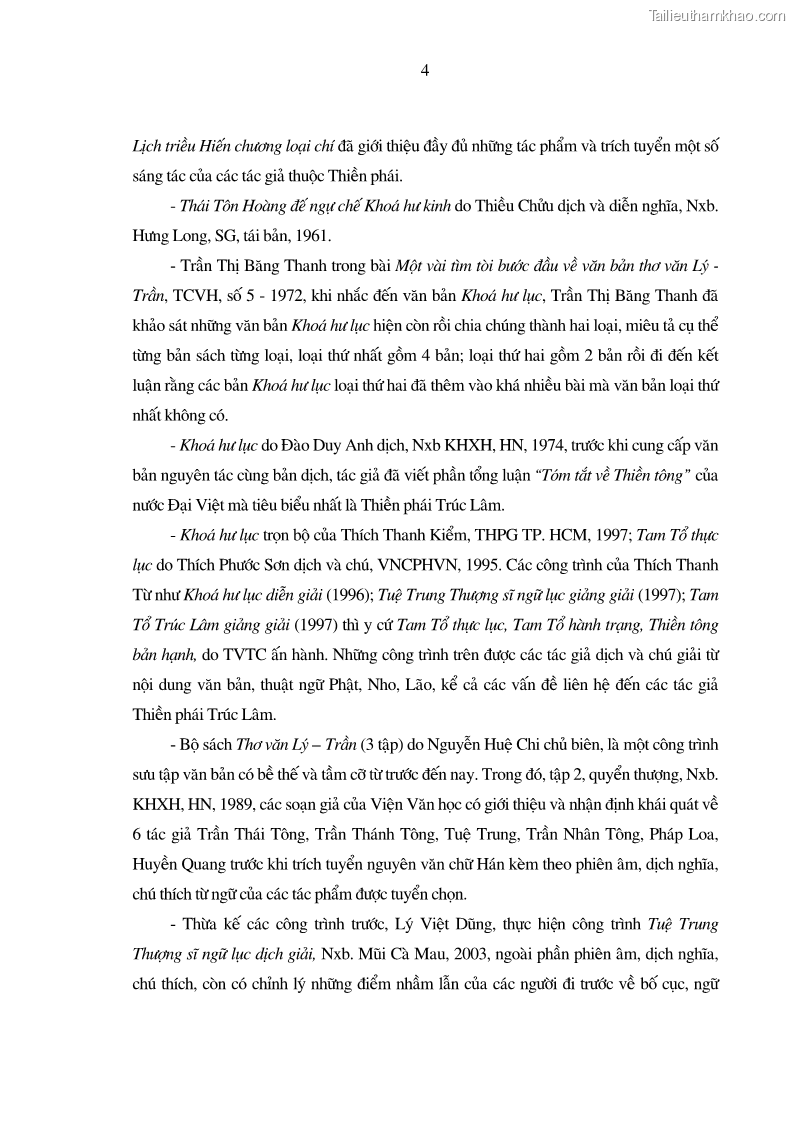 Luận án tiến sĩ ngữ văn Giá trị văn học trong tác phẩm của Thiền phái Trúc Lâm - 2 Trang 13