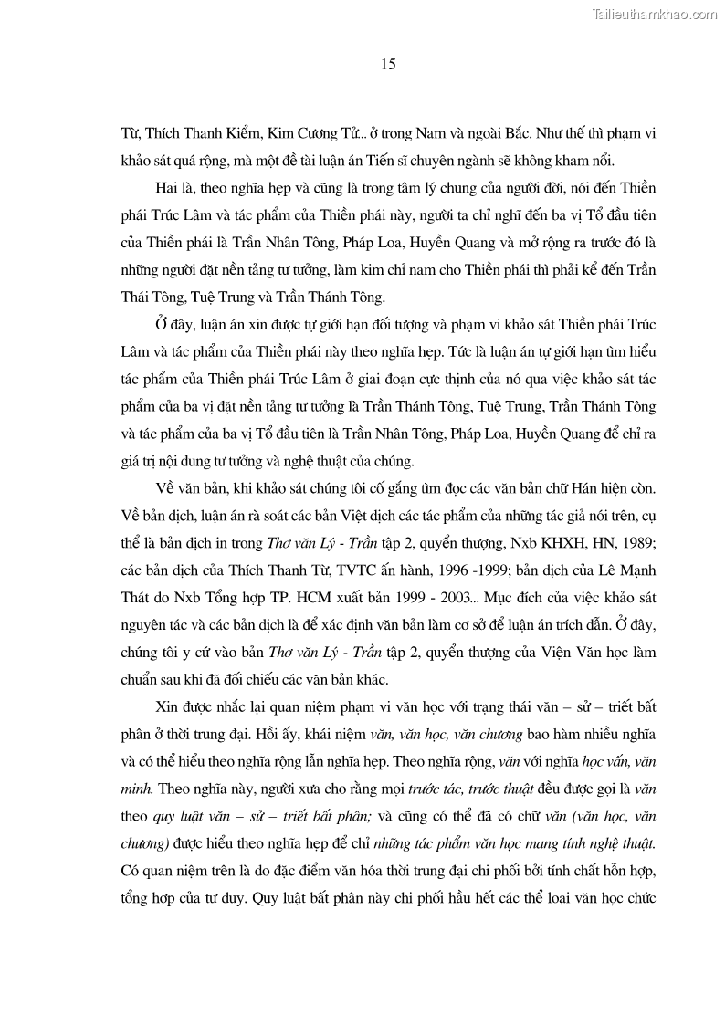 Luận án tiến sĩ ngữ văn Giá trị văn học trong tác phẩm của Thiền phái Trúc Lâm - 2 Trang 24