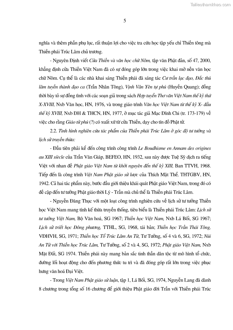 Luận án tiến sĩ ngữ văn Giá trị văn học trong tác phẩm của Thiền phái Trúc Lâm - 2 Trang 14