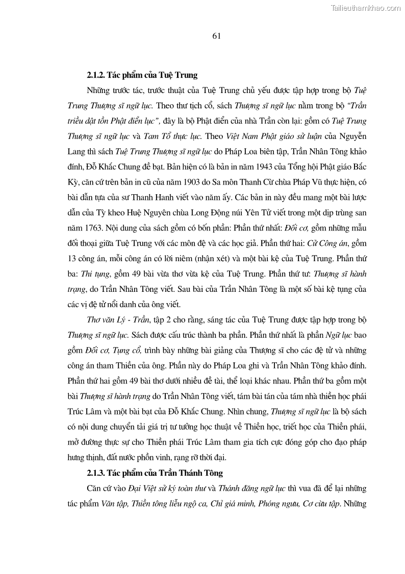 Luận án tiến sĩ ngữ văn Giá trị văn học trong tác phẩm của Thiền phái Trúc Lâm - 6 Trang 70
