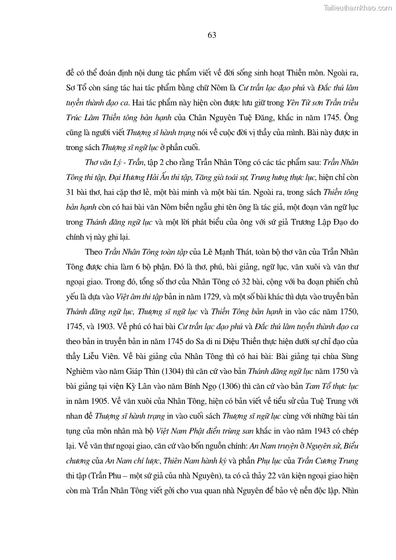 Luận án tiến sĩ ngữ văn Giá trị văn học trong tác phẩm của Thiền phái Trúc Lâm - 6 Trang 72