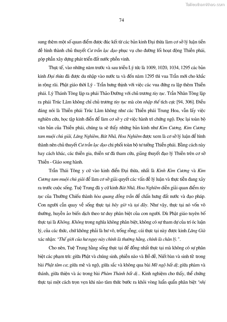 Luận án tiến sĩ ngữ văn Giá trị văn học trong tác phẩm của Thiền phái Trúc Lâm - 7 Trang 83