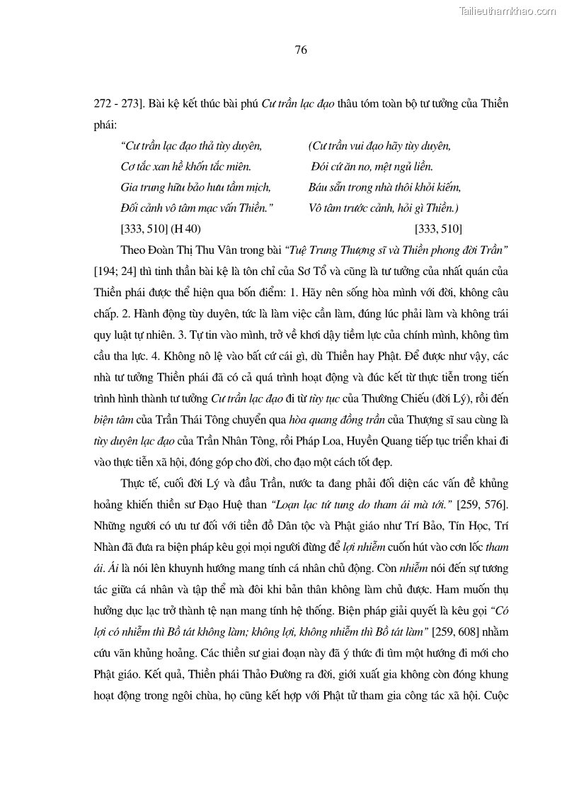 Luận án tiến sĩ ngữ văn Giá trị văn học trong tác phẩm của Thiền phái Trúc Lâm - 8 Trang 85
