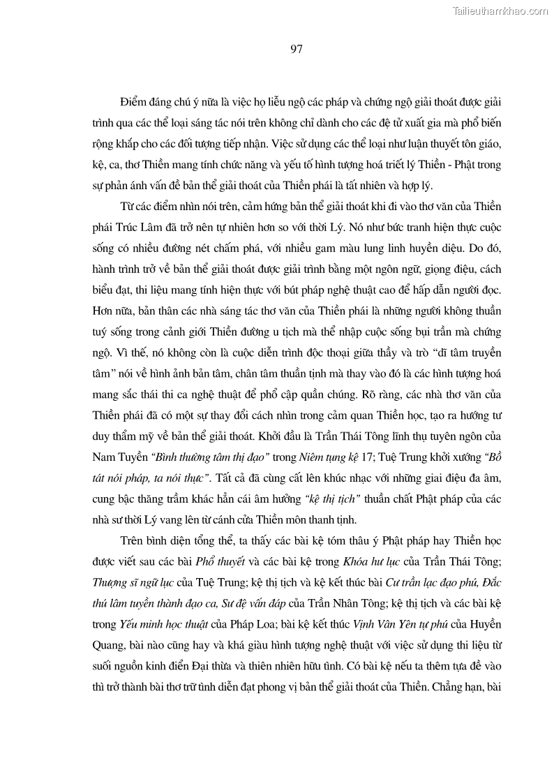 Luận án tiến sĩ ngữ văn Giá trị văn học trong tác phẩm của Thiền phái Trúc Lâm - 9 Trang 106