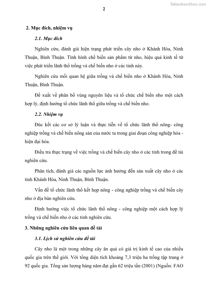 Luận văn thạc sĩ địa lý học Tổ chức lãnh thổ nông - Công nghiệp trồng và chế biến nho ở Khánh Hòa, Ninh Thuận, Bình Thuận - 1 Trang 12