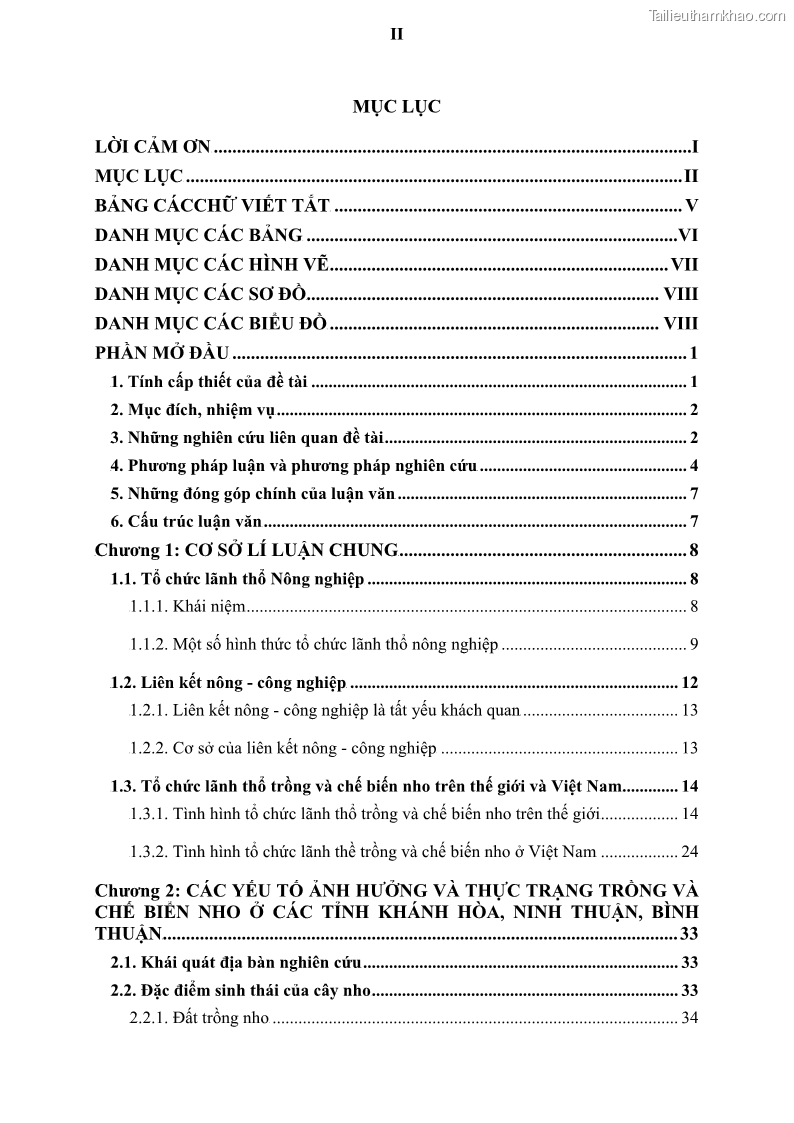 Luận văn thạc sĩ địa lý học Tổ chức lãnh thổ nông - Công nghiệp trồng và chế biến nho ở Khánh Hòa, Ninh Thuận, Bình Thuận - 1 Trang 4