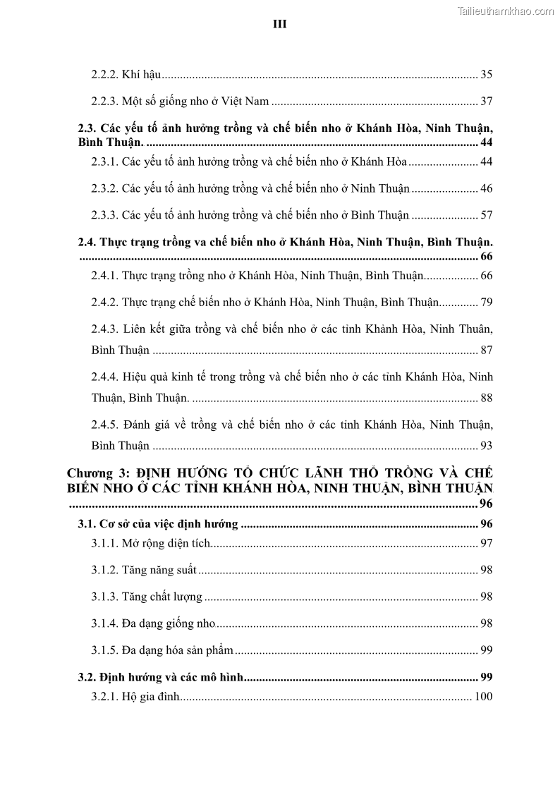 Luận văn thạc sĩ địa lý học Tổ chức lãnh thổ nông - Công nghiệp trồng và chế biến nho ở Khánh Hòa, Ninh Thuận, Bình Thuận - 1 Trang 5