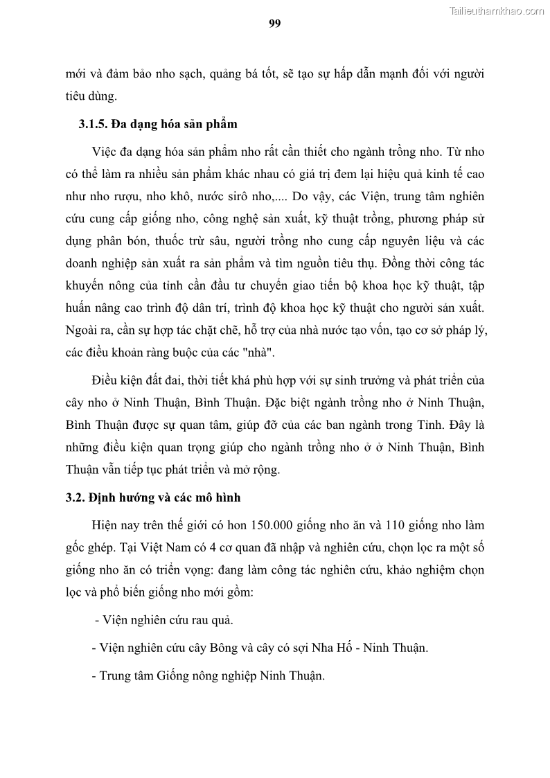 Luận văn thạc sĩ địa lý học Tổ chức lãnh thổ nông - Công nghiệp trồng và chế biến nho ở Khánh Hòa, Ninh Thuận, Bình Thuận - 10 Trang 109