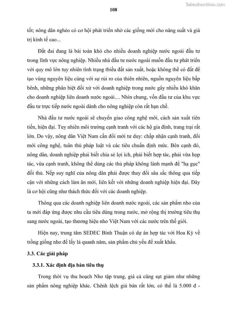 Luận văn thạc sĩ địa lý học Tổ chức lãnh thổ nông - Công nghiệp trồng và chế biến nho ở Khánh Hòa, Ninh Thuận, Bình Thuận - 10 Trang 118