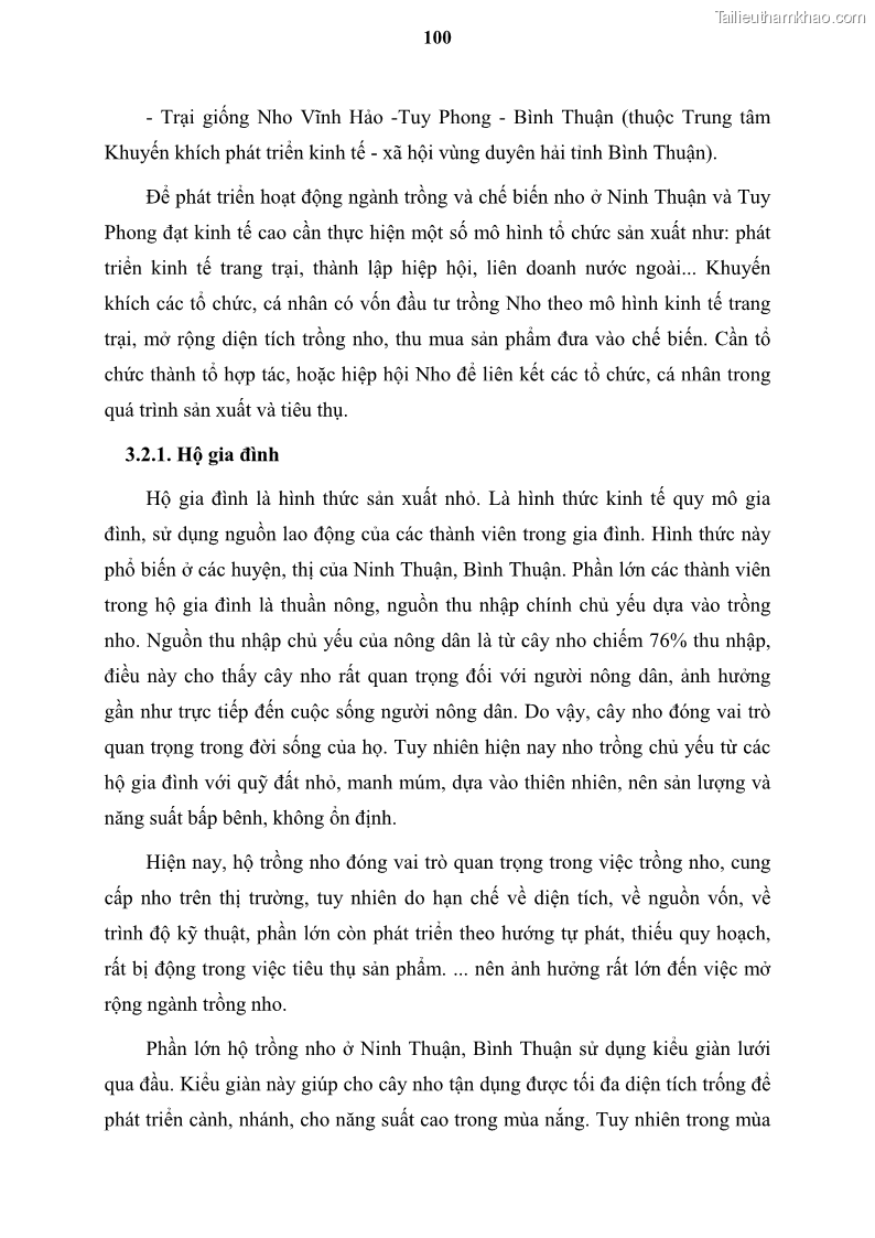 Luận văn thạc sĩ địa lý học Tổ chức lãnh thổ nông - Công nghiệp trồng và chế biến nho ở Khánh Hòa, Ninh Thuận, Bình Thuận - 10 Trang 110
