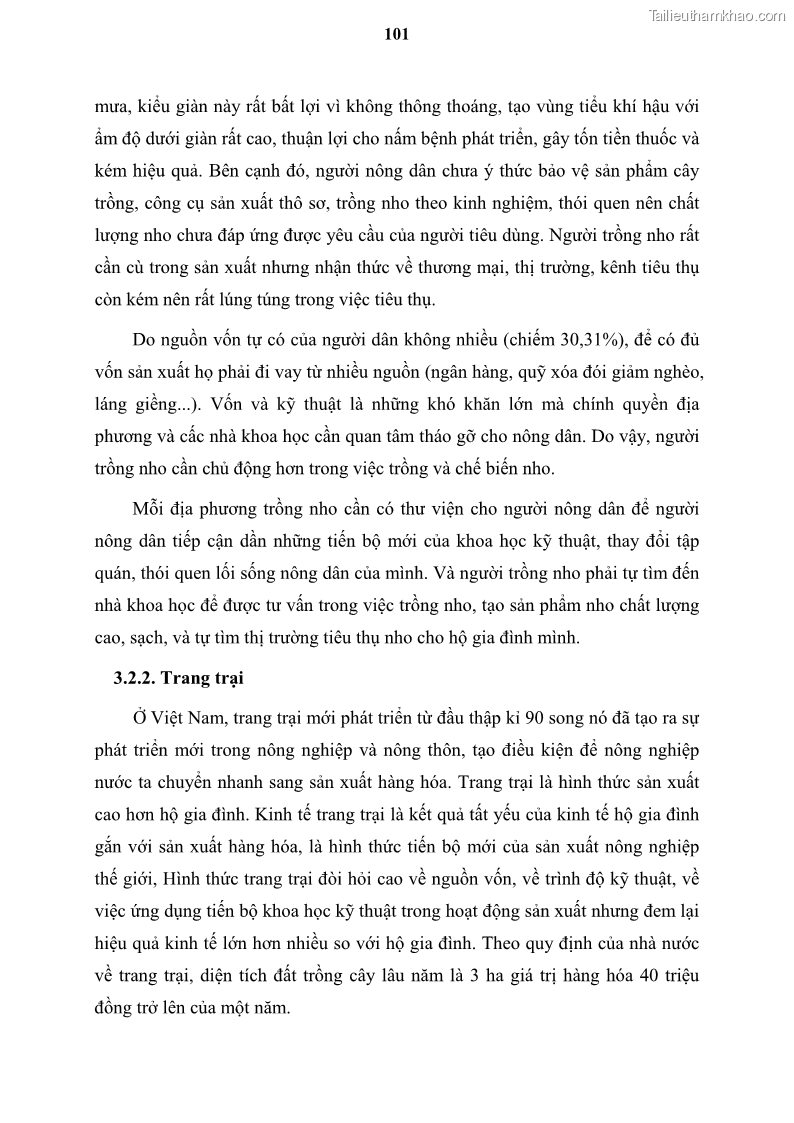 Luận văn thạc sĩ địa lý học Tổ chức lãnh thổ nông - Công nghiệp trồng và chế biến nho ở Khánh Hòa, Ninh Thuận, Bình Thuận - 10 Trang 111