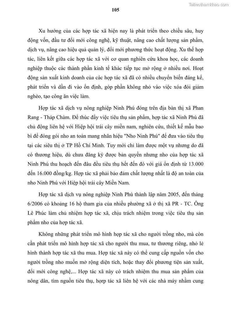 Luận văn thạc sĩ địa lý học Tổ chức lãnh thổ nông - Công nghiệp trồng và chế biến nho ở Khánh Hòa, Ninh Thuận, Bình Thuận - 10 Trang 115