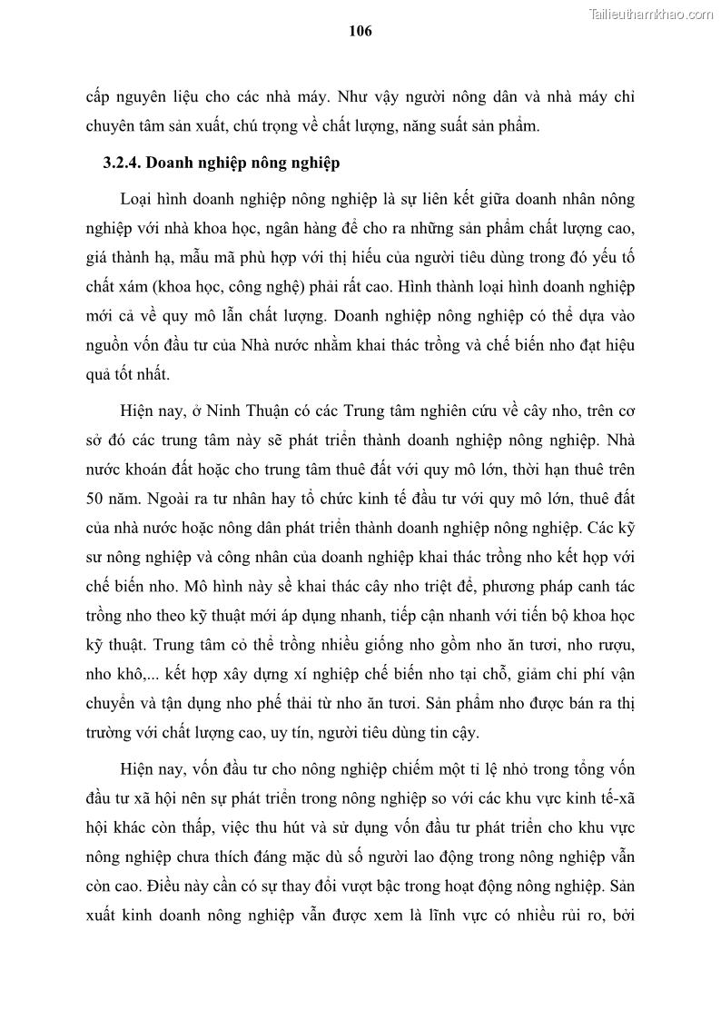 Luận văn thạc sĩ địa lý học Tổ chức lãnh thổ nông - Công nghiệp trồng và chế biến nho ở Khánh Hòa, Ninh Thuận, Bình Thuận - 10 Trang 116