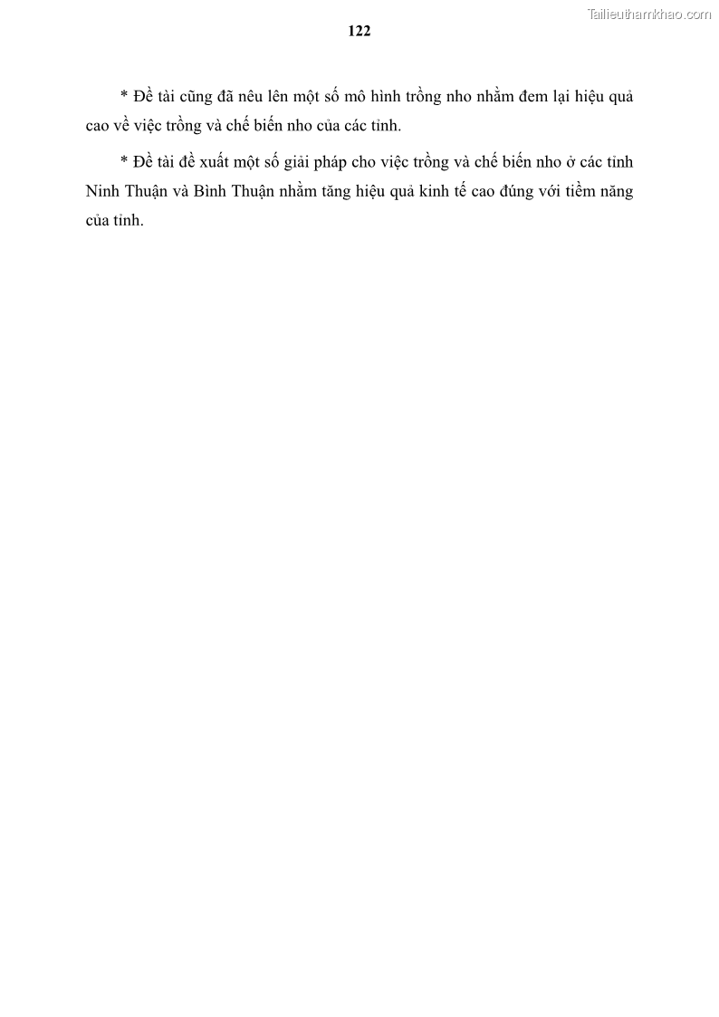 Luận văn thạc sĩ địa lý học Tổ chức lãnh thổ nông - Công nghiệp trồng và chế biến nho ở Khánh Hòa, Ninh Thuận, Bình Thuận - 11 Trang 132