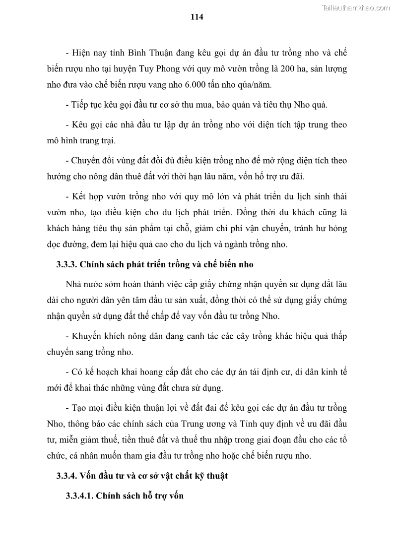 Luận văn thạc sĩ địa lý học Tổ chức lãnh thổ nông - Công nghiệp trồng và chế biến nho ở Khánh Hòa, Ninh Thuận, Bình Thuận - 11 Trang 124