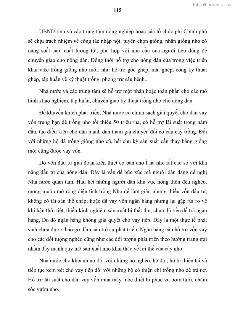 Luận văn thạc sĩ địa lý học Tổ chức lãnh thổ nông - Công nghiệp trồng và chế biến nho ở Khánh Hòa, Ninh Thuận, Bình Thuận - 11 Trang 125