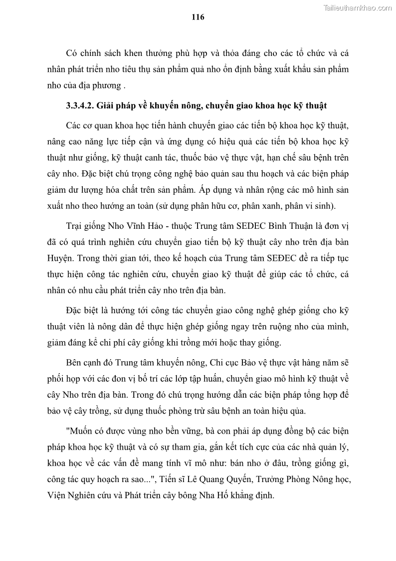 Luận văn thạc sĩ địa lý học Tổ chức lãnh thổ nông - Công nghiệp trồng và chế biến nho ở Khánh Hòa, Ninh Thuận, Bình Thuận - 11 Trang 126