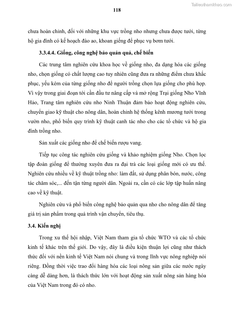 Luận văn thạc sĩ địa lý học Tổ chức lãnh thổ nông - Công nghiệp trồng và chế biến nho ở Khánh Hòa, Ninh Thuận, Bình Thuận - 11 Trang 128