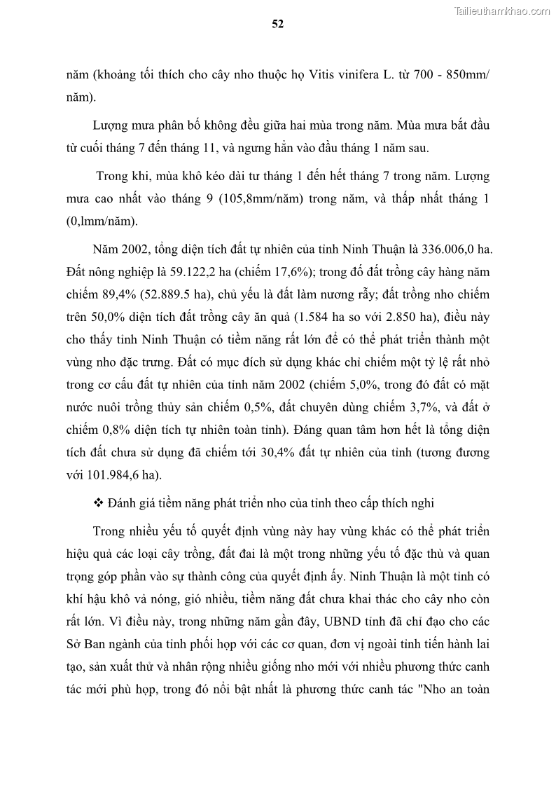 Luận văn thạc sĩ địa lý học Tổ chức lãnh thổ nông - Công nghiệp trồng và chế biến nho ở Khánh Hòa, Ninh Thuận, Bình Thuận - 6 Trang 62