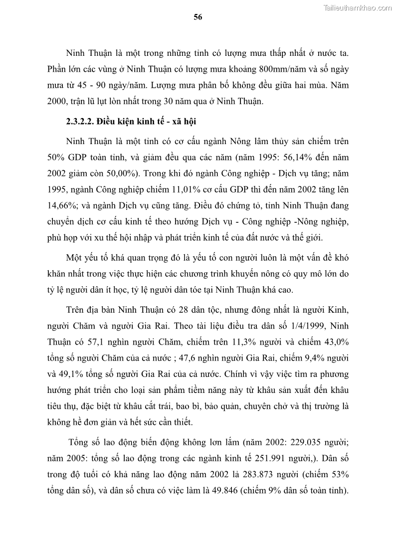 Luận văn thạc sĩ địa lý học Tổ chức lãnh thổ nông - Công nghiệp trồng và chế biến nho ở Khánh Hòa, Ninh Thuận, Bình Thuận - 6 Trang 66