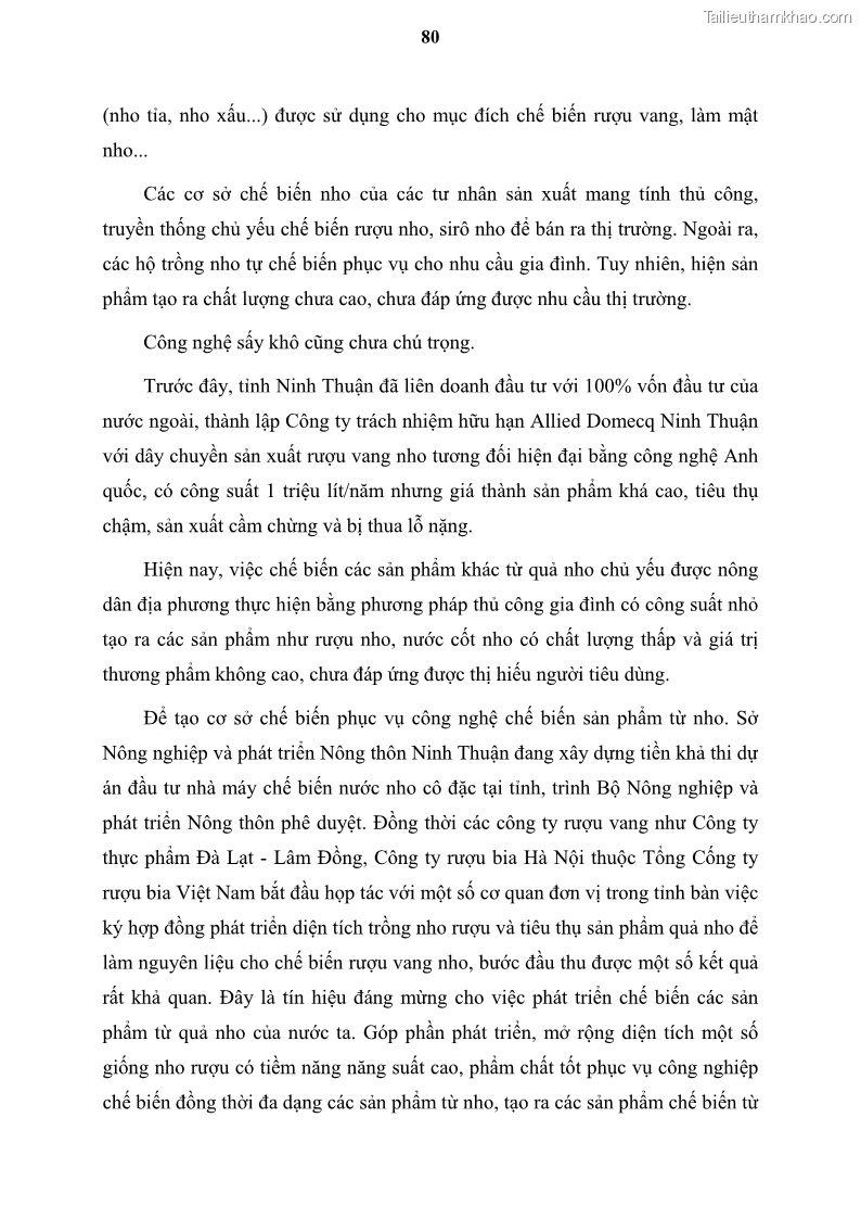 Luận văn thạc sĩ địa lý học Tổ chức lãnh thổ nông - Công nghiệp trồng và chế biến nho ở Khánh Hòa, Ninh Thuận, Bình Thuận - 8 Trang 90