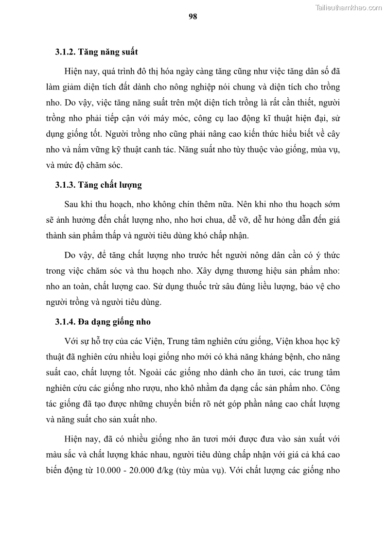 Luận văn thạc sĩ địa lý học Tổ chức lãnh thổ nông - Công nghiệp trồng và chế biến nho ở Khánh Hòa, Ninh Thuận, Bình Thuận - 9 Trang 108