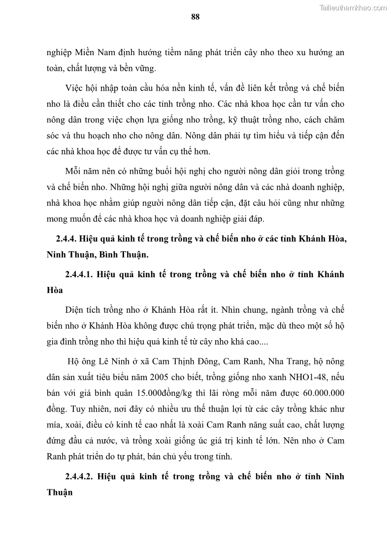 Luận văn thạc sĩ địa lý học Tổ chức lãnh thổ nông - Công nghiệp trồng và chế biến nho ở Khánh Hòa, Ninh Thuận, Bình Thuận - 9 Trang 98
