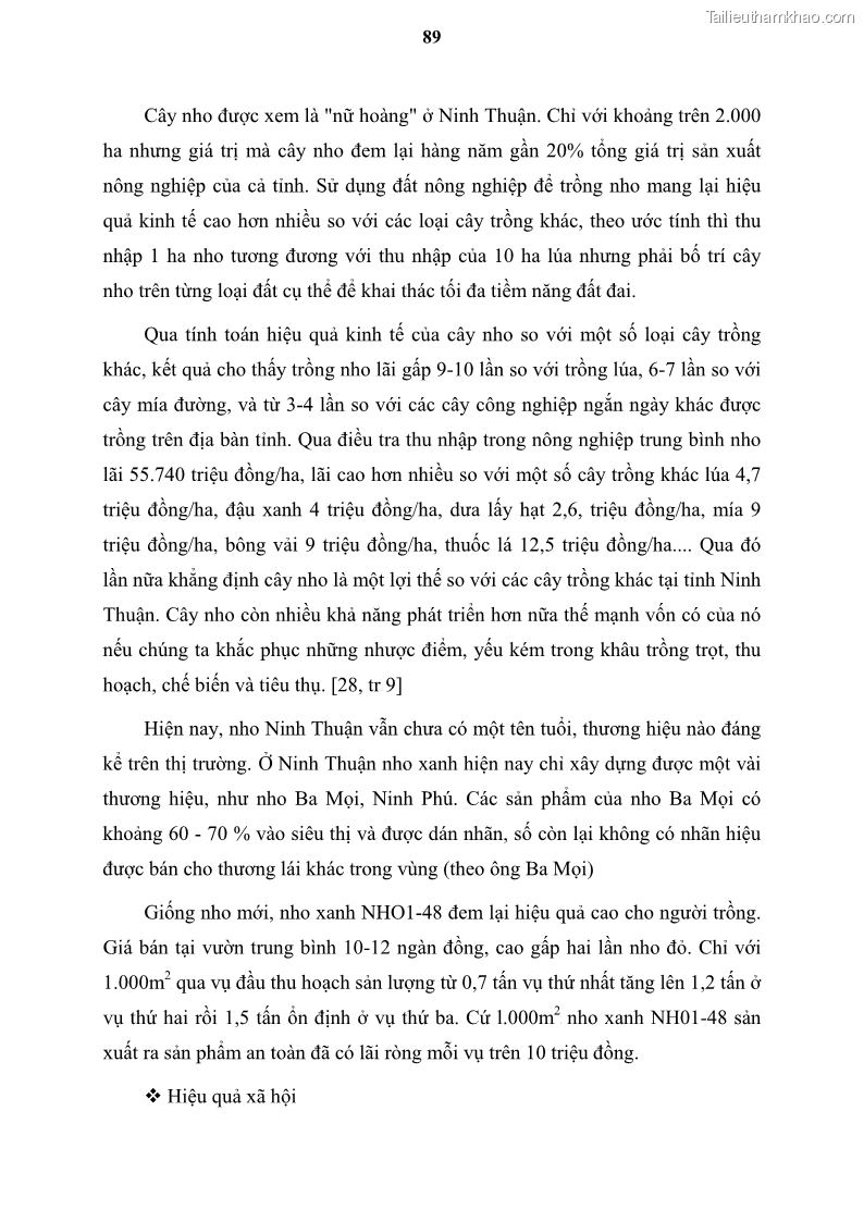 Luận văn thạc sĩ địa lý học Tổ chức lãnh thổ nông - Công nghiệp trồng và chế biến nho ở Khánh Hòa, Ninh Thuận, Bình Thuận - 9 Trang 99