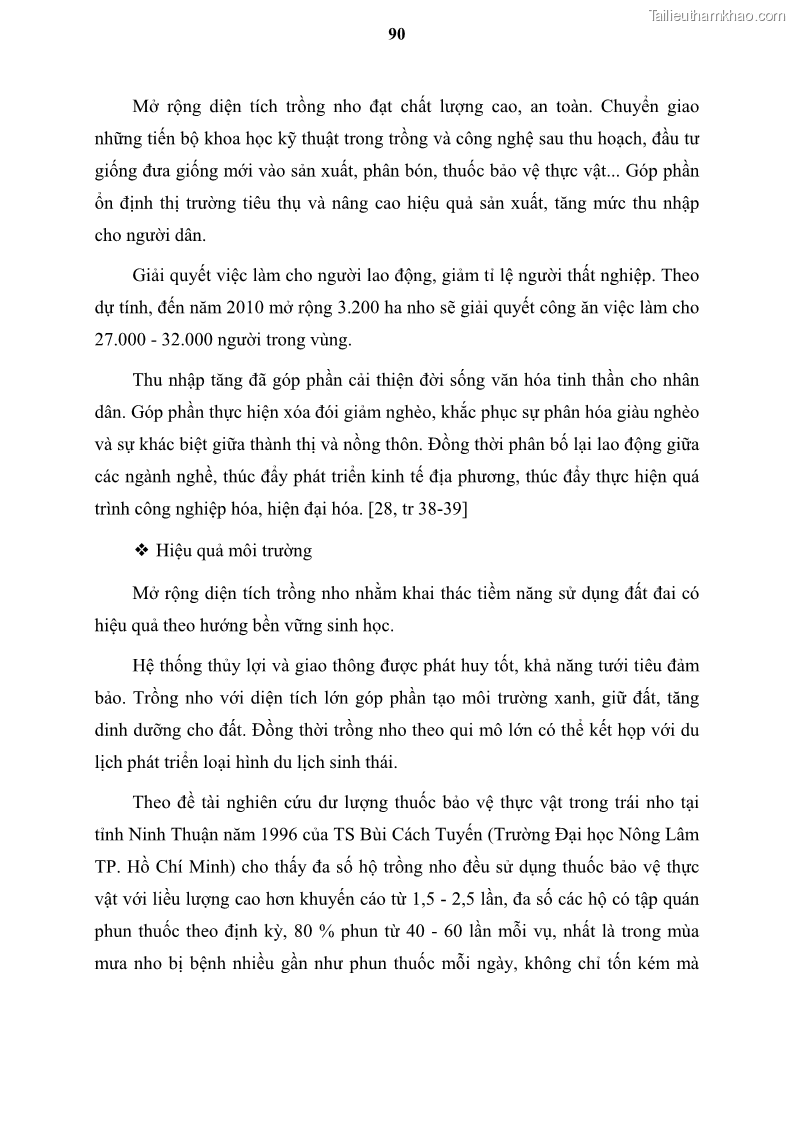Luận văn thạc sĩ địa lý học Tổ chức lãnh thổ nông - Công nghiệp trồng và chế biến nho ở Khánh Hòa, Ninh Thuận, Bình Thuận - 9 Trang 100