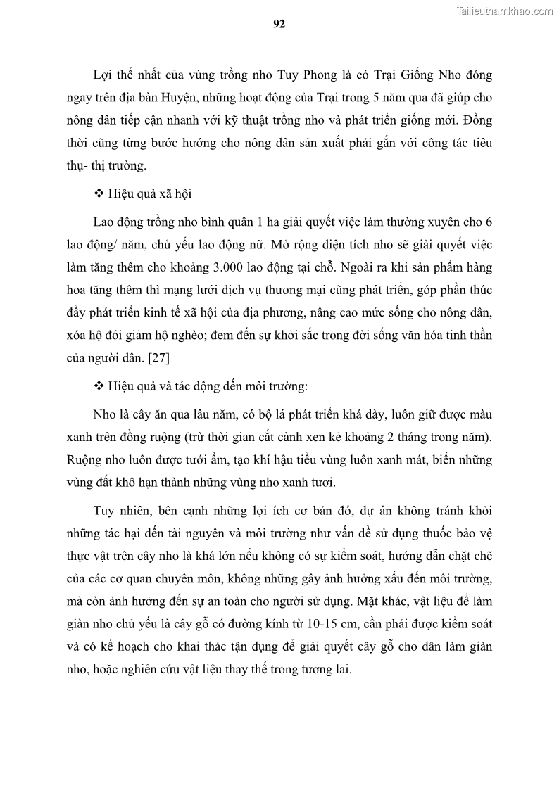 Luận văn thạc sĩ địa lý học Tổ chức lãnh thổ nông - Công nghiệp trồng và chế biến nho ở Khánh Hòa, Ninh Thuận, Bình Thuận - 9 Trang 102