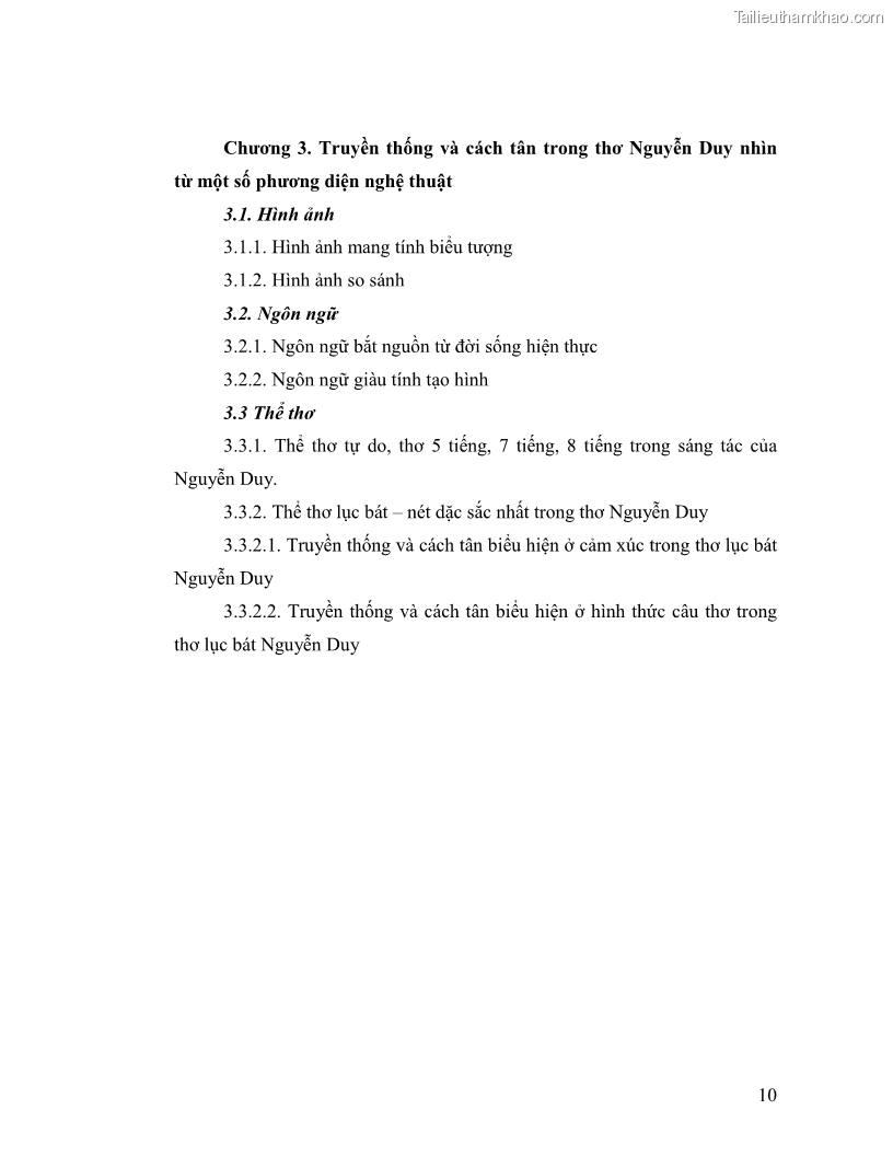 Luận văn thạc sĩ giáo dục học Truyền thống và cách tân trong thơ Nguyễn Duy - 1 Trang 10