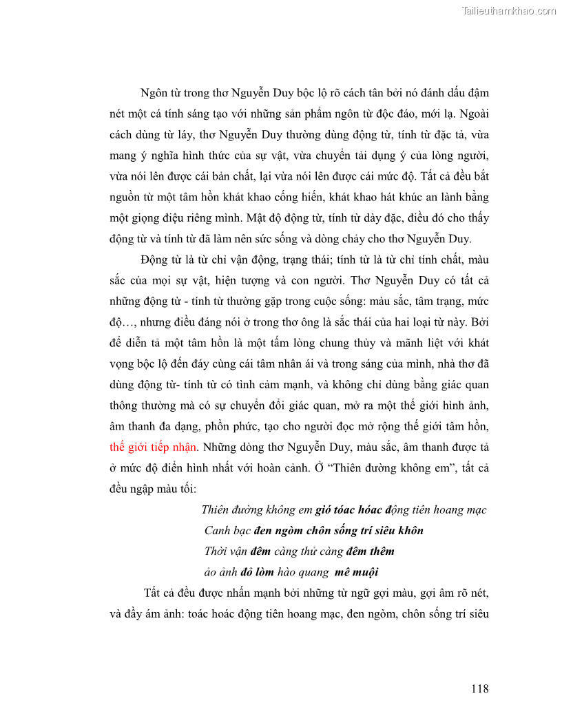 Luận văn thạc sĩ giáo dục học Truyền thống và cách tân trong thơ Nguyễn Duy - 10 Trang 118