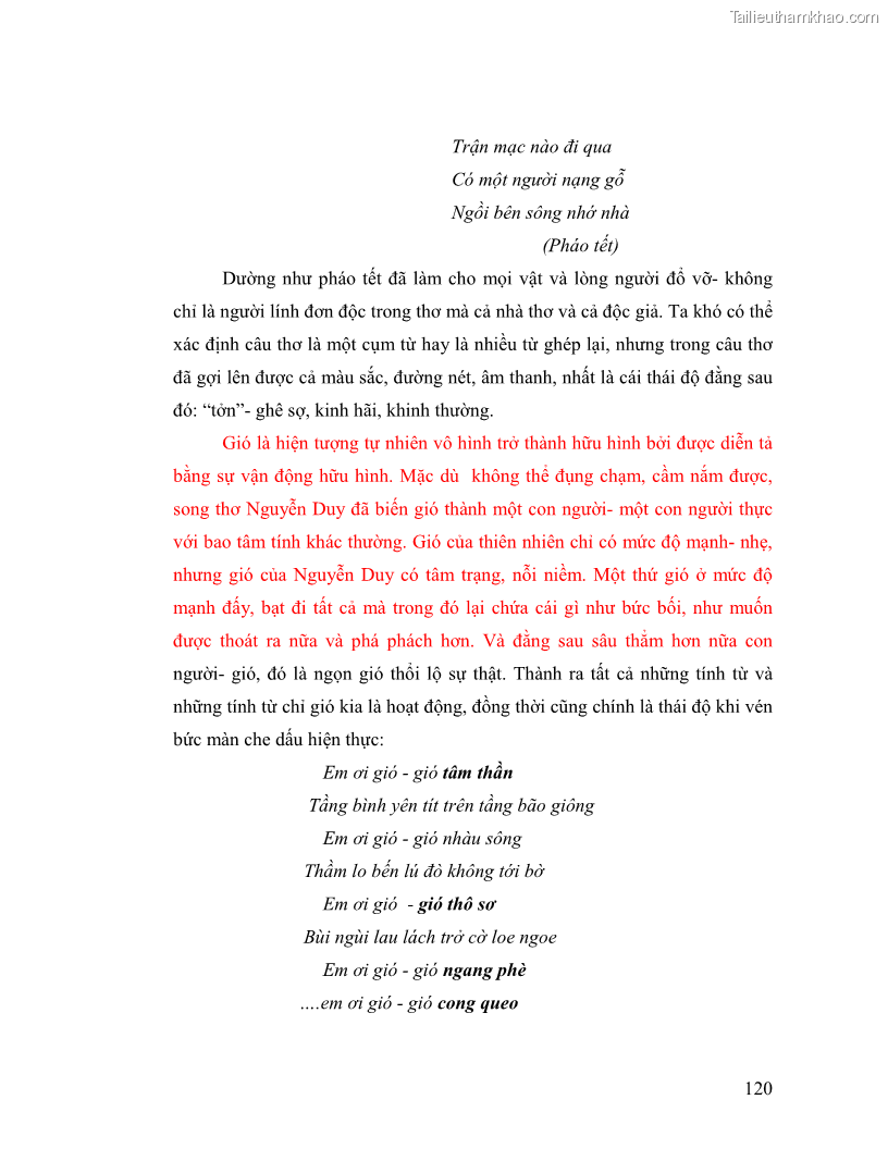 Luận văn thạc sĩ giáo dục học Truyền thống và cách tân trong thơ Nguyễn Duy - 10 Trang 120
