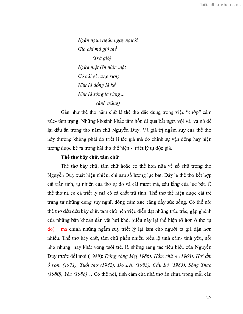 Luận văn thạc sĩ giáo dục học Truyền thống và cách tân trong thơ Nguyễn Duy - 11 Trang 125