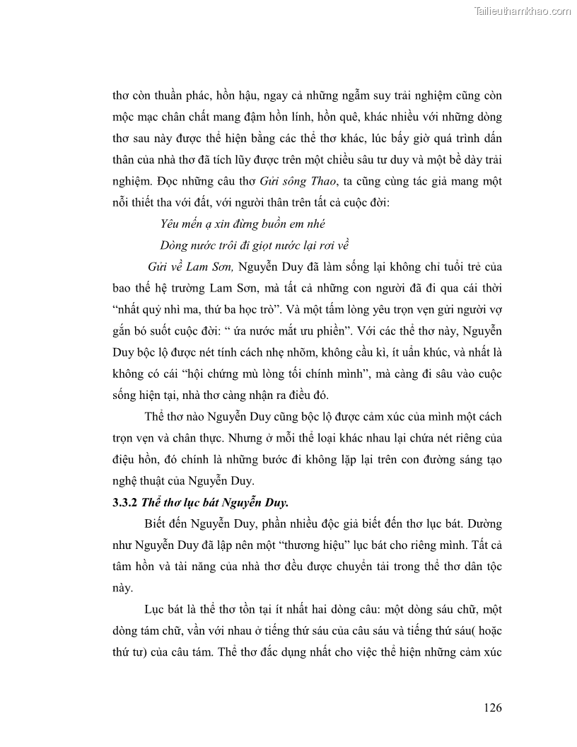 Luận văn thạc sĩ giáo dục học Truyền thống và cách tân trong thơ Nguyễn Duy - 11 Trang 126